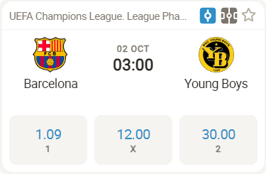 Barcelona vs Young Boys - Official Match Cover for UEFA Champions League