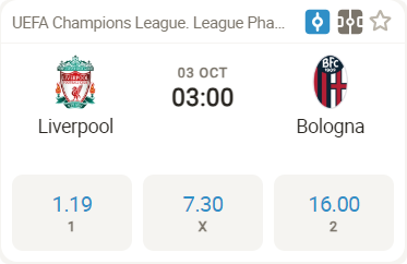 Liverpool vs Bologna - Official Match Cover for UEFA Champions League